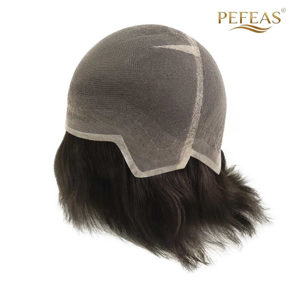 Men’s Full Lace Human Hair Wig – Breathable, Natural-Looking Real Human Hair Toupee