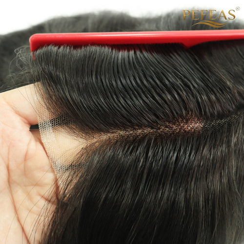 Men’s Full Lace Human Hair Wig – Breathable, Natural-Looking Real Human Hair Toupee