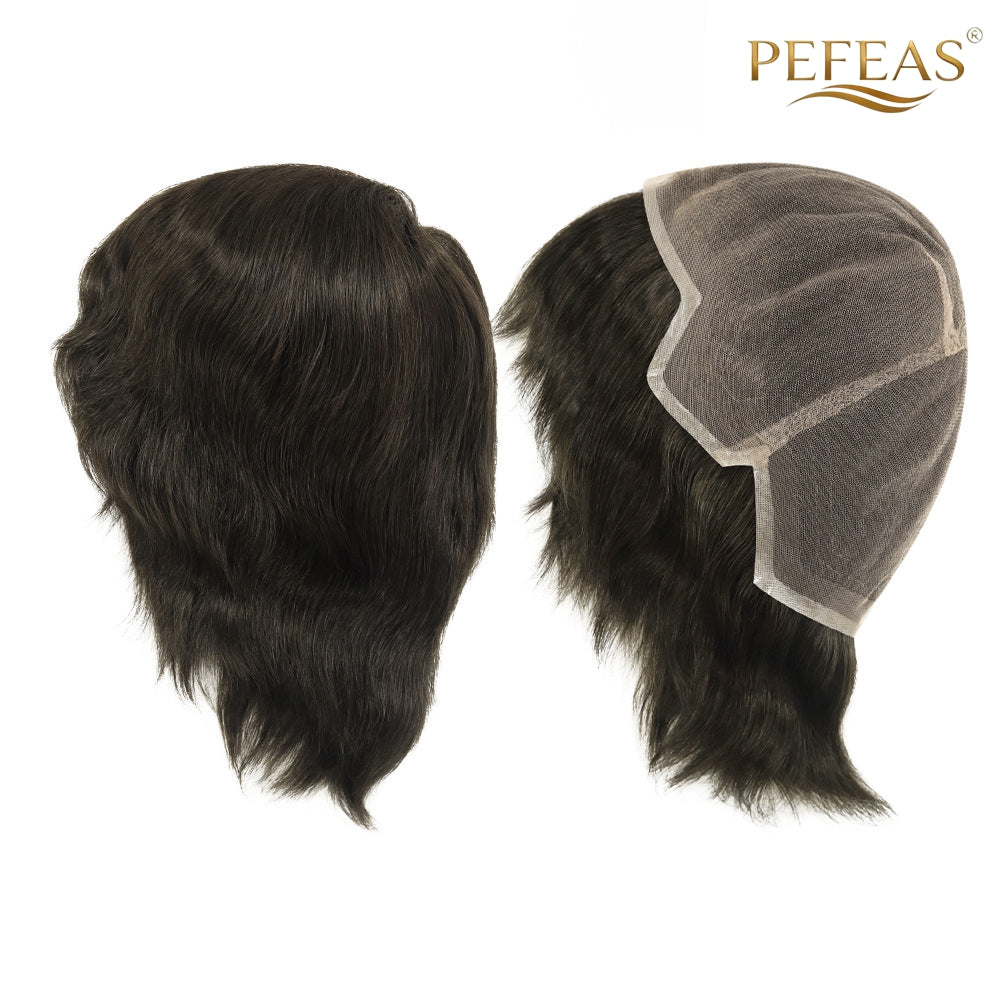 Men’s Full Lace Human Hair Wig – Breathable, Natural-Looking Real Human Hair Toupee